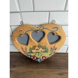 VINTAGE J.D.I. KEEPSAKES PAINTED + SIGNED WOOD HEART PHOTO FRAME GRANDMACORE